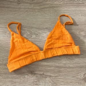 Frankie’s Bikinis x Naomi MEDIUM Orange Terry Cloth Bikini Top